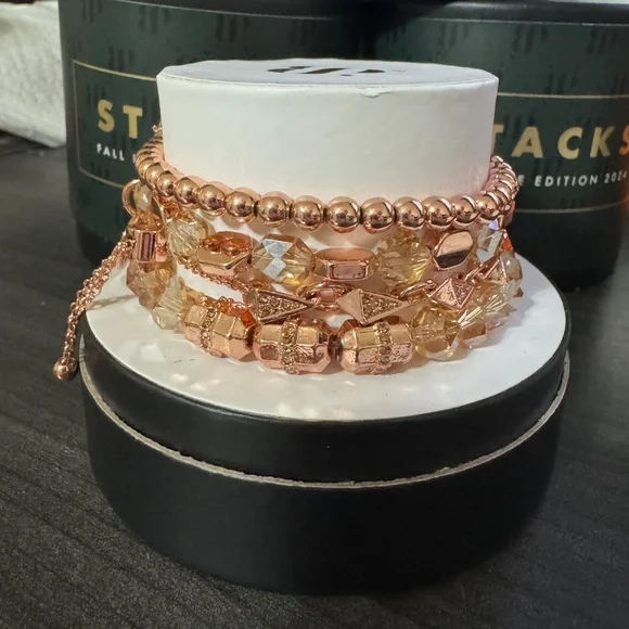 BP Bomb Party Ladies Fall Lynx Stacks Bracelet Rose Gold NIB - Picture 4 of 5